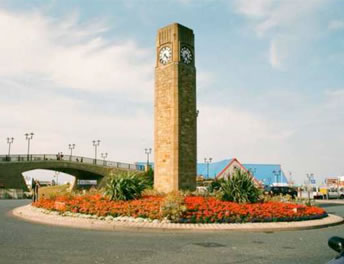 View of Rhyl's famous clocktower, where William Taylor Masonry completed their North Wales Stonemasonry to a high standard.